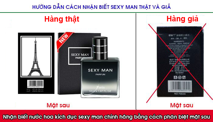 Cách phân biệt nước hoa kích dục nữ Sexy Man thật và giả