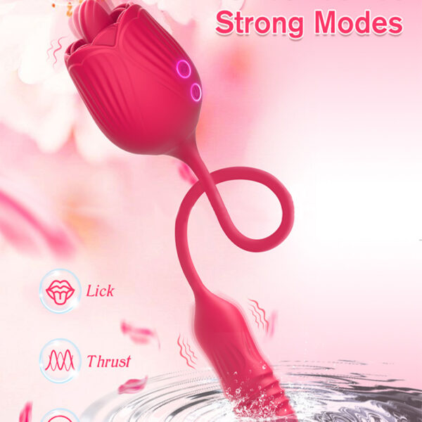 Trứng rung hoa hồng - 2 đầu rung thụt & lưỡi liếm 10 chế độ massage điểm G trung rung hoa hong 1