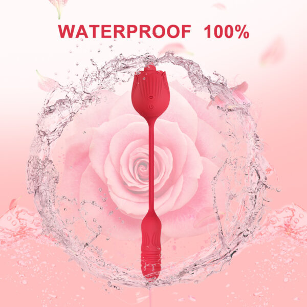 Trứng rung hoa hồng - 2 đầu rung thụt & lưỡi liếm 10 chế độ massage điểm G trung rung hoa hong 3