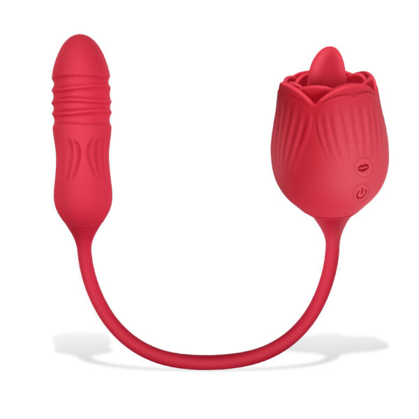 Trứng rung hoa hồng - 2 đầu rung thụt & lưỡi liếm 10 chế độ massage điểm G trung rung hoa hong 4