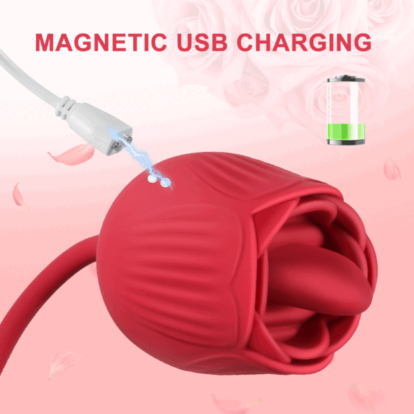 Trứng rung hoa hồng - 2 đầu rung thụt & lưỡi liếm 10 chế độ massage điểm G trung rung hoa hong 5